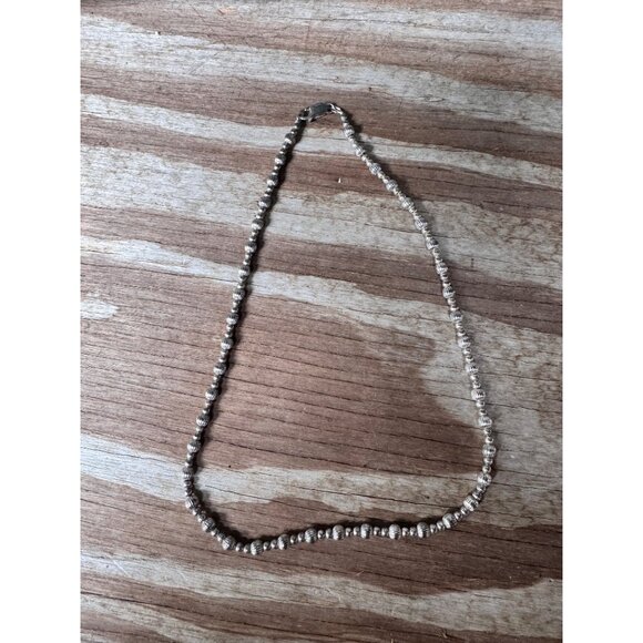 Vintage Sterling Silver Beaded Necklace With Lobster Clasp Closure 18.82g - Picture 4 of 7